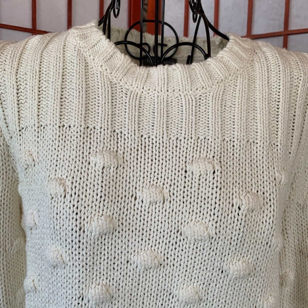 Vince Camuto NWT Ivory Textured Cotton Sweater - Picture 2 of 6